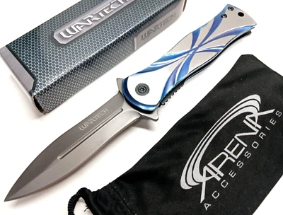 Wartech Stiletto Knife Tip Up Carry Pocket Clip Gunmetal Blade Spring Assisted - Image 1 of 4