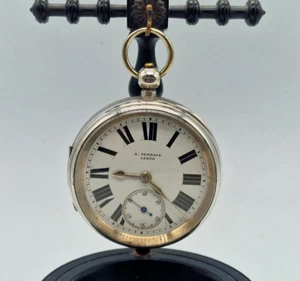 ANTIKE A.YEW DALL LEEDS MASSIV SILBER TASCHENUHR 57 MM. / T072 - Bild 1 von 11