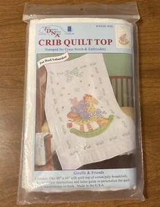 Jack Dempsey gestempelt Krippe Quilt Top 40 x 60 Giraffe And Friends weiß neu - Bild 1 von 6
