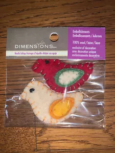 Dimensions Needle Felting Embellishments Holiday Birds 100% Wool - Picture 1 of 9