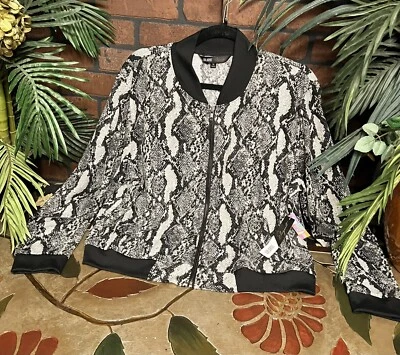 Lularoe Elegant Stevie Bomber Jacket Size XL Black Gray Snakeskin Zip Up New  WT - Image 1 of 4