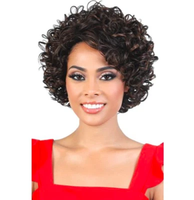 Peluca Motown Tress sintética rebote completo rizada Bob resistente al calor S Tisha Foto 1 de 2