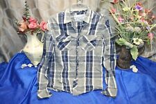 Chalc By Fame Jeans Men's Gray Plaid Western Shirt Size Small classic west Sale*