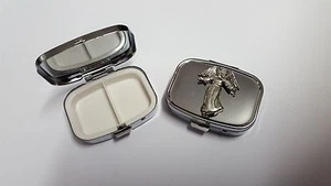 Angel PP-G03 English Pewter Emblem on a Rectangular Metal Pill Box - Picture 1 of 1