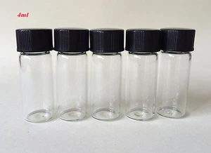 50pz 4ml Vuote Nuove Fiale Bottiglie Vetro Trasparente con Coperchio Plastica Bottiglia Piccola - Foto 1 di 4