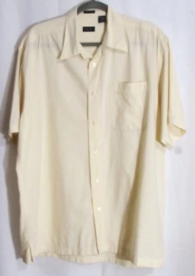 Mens IZOD Yellow & White Checked Cotton  Blend Short Sleeve  Dress Shirt L  - Image 1 of 3