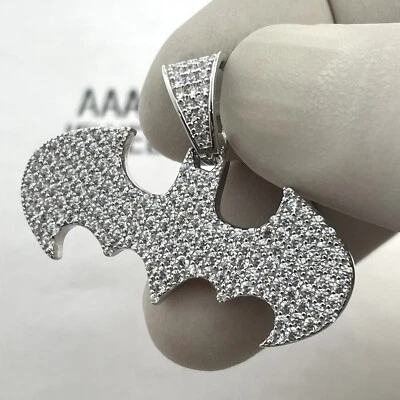 925  Solid Sterling Silver Cubic Zirconia Batman Pendant - Image 1 of 4