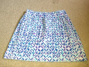 Womens Skort-T BY TALBOTS-blue/white/purple patterned cotton knit lined-PM - Picture 1 of 5