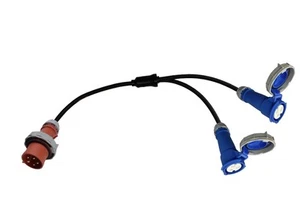 Adaptador de cable divisor CEEform 32 Amp 5 pines a 2 x CEEform 32 amp 3 pines 240V - Imagen 1 de 3