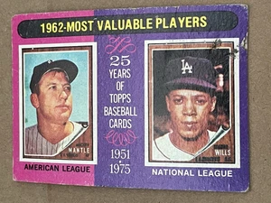 1975 TOPPS - 62 MVP- MICKEY MANTLE YANKEES, MAURY WILLS DODGERS #200 SET FILLER - Bild 1 von 2