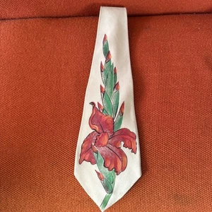 HAND Painted Vintage 1940s Tie Men's Neck Ties 24” Wide - Picture 1 of 5