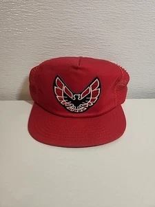 Vintage 80's Pontiac Firebird Trans Am Red Mesh Snapback Trucker Cap Hat USA - Picture 1 of 8