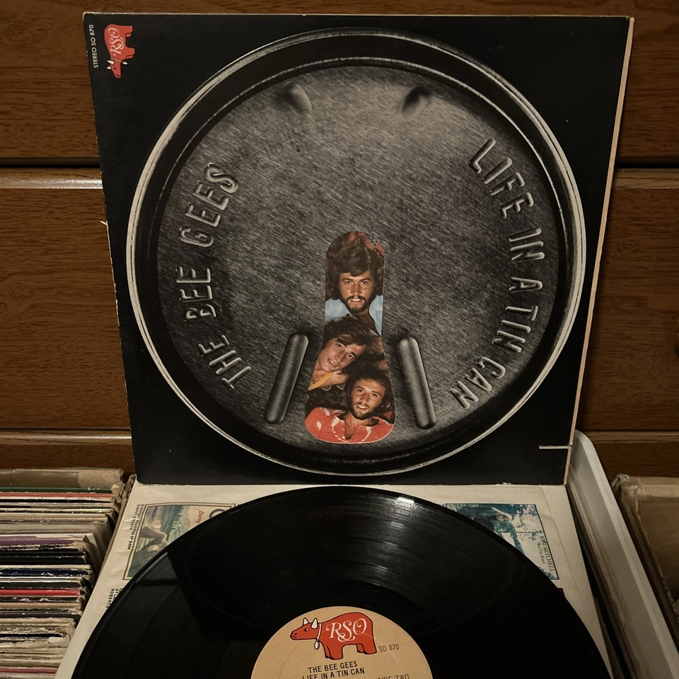 BEE GEES life in a tin can 1973 die cut cover RSO orig vinyl rare Vg+ - Image 1 of 3