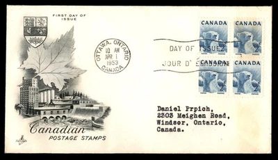 Mayfairstamps Canadá FDC 1953 bloque de oso polar primer día cubierta aau_42683 Foto 1 de 2