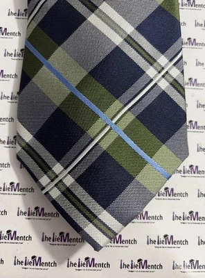 "Corbata de cuello ajustable con diseño a cuadros azul marino y verde de seda NAUTICA 3,375"" precio de venta sugerido por el fabricante $55" Foto 1 de 3