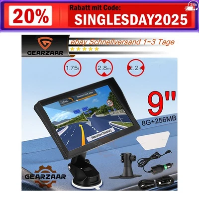 9 Zoll HD GPS Navi Navigationsgerät 8G für Auto LKW PKW Navigation EU DE Karte - Bild 1 von 4