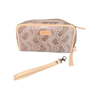 Cartera Muñequera Consuela Dizzy Estampado Piel de Serpiente Cuero Marrón Tostado Correa de Diseñador - Imagen 1 de 9