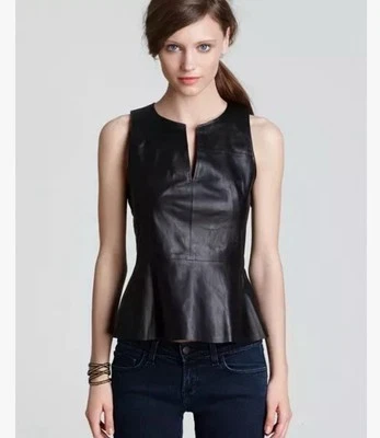Top Theory Negro Etia L. Cuero Sin Mangas Ligero Talla P Petite Foto 1 de 4