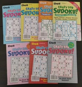 Lot 7 Penny Press Dell Crazy for Sudoku Puzzles Easy Med Hard Challenger Extreme - Bild 1 von 8