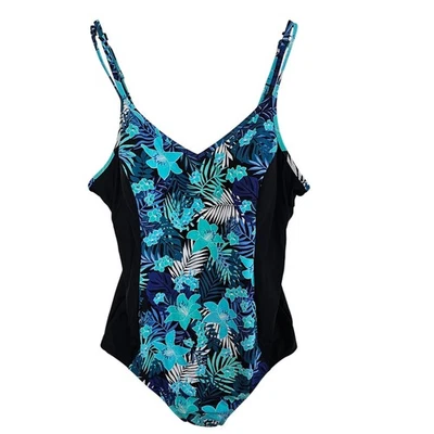 Traje de baño Christina Blue Krista para mujer talla 24 azul floral una pieza ajustable Foto 1 de 4
