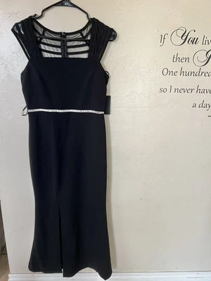 Alexa B formal cocktail black maxi dress slit Size 4 Polyester spandex women - Image 1 of 4