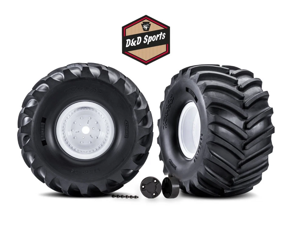 Traxxas Terra Groove Belted Tires Mounted White Wheels (2) X-Maxx/X-Monster 7689