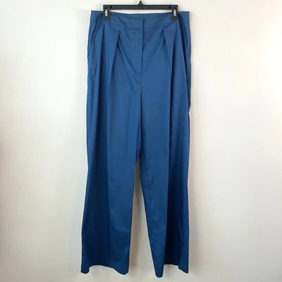 Pantalones a medida Misook plisados pierna ancha sarga gasa talla M azules Foto 1 de 4