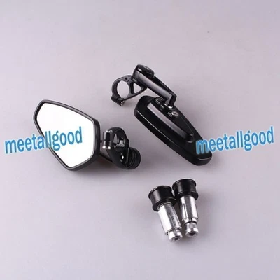 7/8" Universal Handle Bar End Rear View Mirrors Motor Fit Honda Yamaha Black Foto 1 de 4
