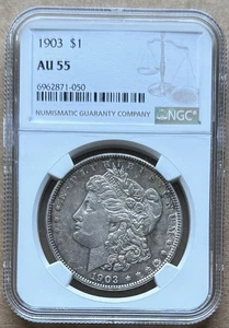 1903 $1 NGC AU 55 1903 MORGAN DOLLAR SILVER $1 - Picture 1 of 2