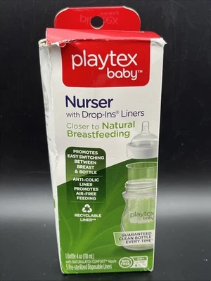Playtex Baby Nurser Bottle With 5 Drop Ins Disp. Liners 8-10 oz Each BPA Free - Image 1 of 4