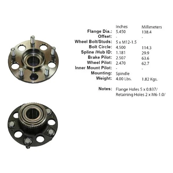 For Acura Integra 97-01 Wheel Bearing and Hub Assembly C-Tek Rear Passenger Side Foto 1 de 1