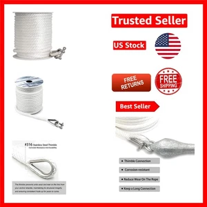Flexible 3/8 Inch 50FT MFP Anchor Rope with Marine-Grade Thimble - Lightweight - Bild 1 von 7