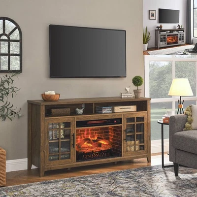 Suporte de mídia de TV 55" com aquecedor elétrico de inserção de lareira unidades de entretenimento de TV - Imagem 1 de 4