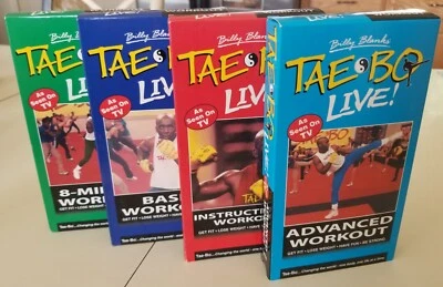 Billy Blanks Tae Bo Live! Set of 4 VHS Basic Instructional 8-Minute and Advanced - Image 1 of 4