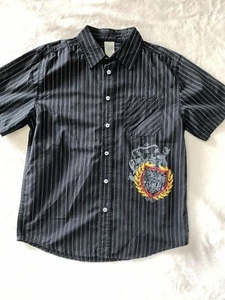 BOYS BUTTON-DOWN SHORT SLEEVE DRESS SHIRT by FADED GLORY XXL (18) Black Stripe - Picture 1 of 2