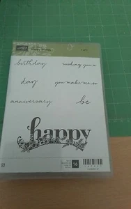 New - Stampin Up Red Rubber Stamps - Sets 1 and 2 of Happy Wishes Stamps - Picture 1 of 4