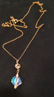 Vintage 14k GF Gold Filled Crystal Necklace 19” Dainty Prism Multicolor Bright