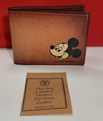 De colección Walt Disney Prod. Mickey Mouse Top Grano Cuero Swib Ind. Cartera plegable EE. UU. Foto 1 de 4