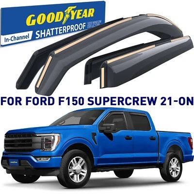 Protectores de lluvia viseras de ventilación pantalla para Ford F150 SuperCrew 2021-2025 Foto 1 de 4