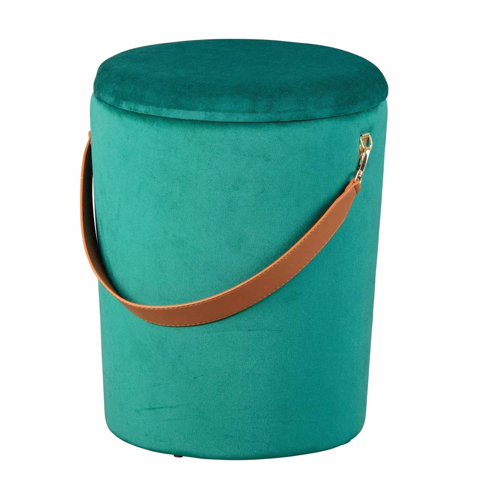 Hocker PAPUA Polsterhocker mit Samtbezug in Grün und viel Stauraum - Bild 1 von 4