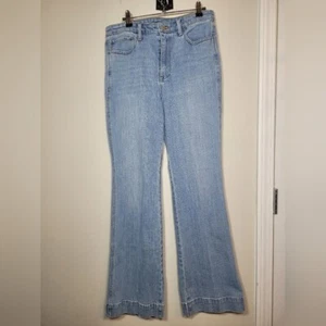 Pantalones de mezclilla Talbots impecables cinco bolsillos azules cintura alta acampanados talla 10 - Imagen 1 de 8