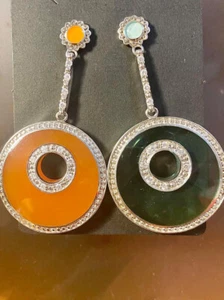 MIRIAM SALAT Resin Earrings 68mm $650 NWOT #204 - Picture 1 of 3