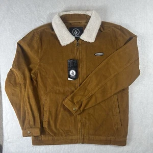 Volcom Halecrest Jacket Corduroy Sherpa Collar Men's Medium Trucker Zip Up NEW - Picture 1 of 5