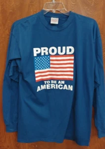 Camiseta azul Proud To Be An American (Lg) manga larga - Imagen 1 de 3