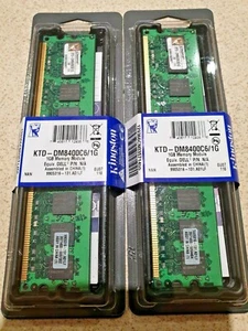 JOB LOT QTY 2 NEW Kingston 1GB DDR2 Memory KTD DM8400C6/1G KTD-DM8400C6/1G DIMM - Picture 1 of 4