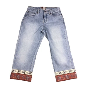 LondonJean Cropped Straight Jeans Blue Womens 4 Trimmed Cuff Hem Light Denim - Picture 1 of 10