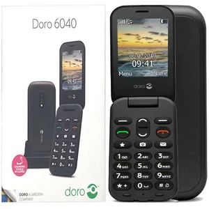 BNIB Doro 6040 Dual SIM 16MB ROM + 8MB RAM Black Factory Unlocked 2G GSM - Picture 1 of 1
