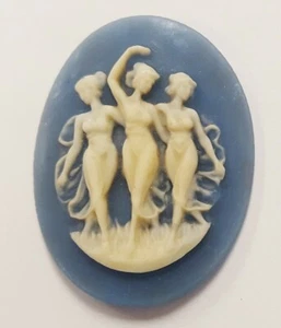 3 DE COLECCIÓN DANZANDO 3 DAMAS MUSAS GRACIAS 40x30mm. CAMEOS DE RESINA AZUL OVALADA 166 - Imagen 1 de 3