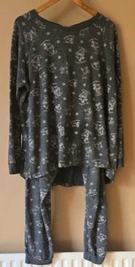 Ladies Grey Disney Mickey Mouse Pyjamas Top & Trouser Bottoms Size XL 18-20 Vgc - Picture 1 of 7