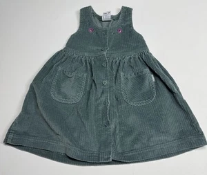 Vintage OshKosh BGosh grün Cord Pullover Kleid Blumenstickerei Größe 4T Hergestellt in den USA - Bild 1 von 11